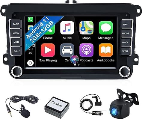 2 32G CAMECHO Android 11 Carplay Autoradio Pour VW Golf 5 6 Polo T5