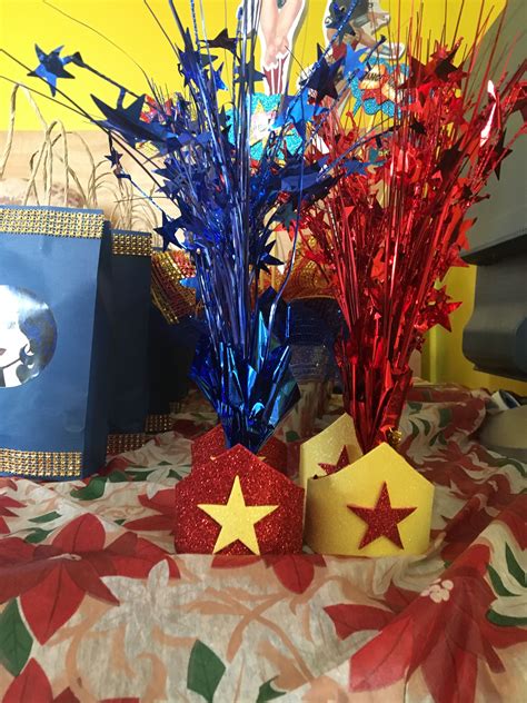 Wonder Woman Diy Simple Centerpiece Birthday Celebration Quotes First