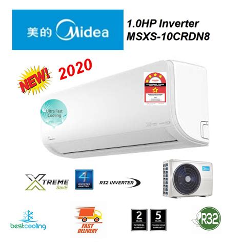 Midea MSXS 10CRDN8 1 0HP Wall Type Air Cond R32 Gas Inverter New