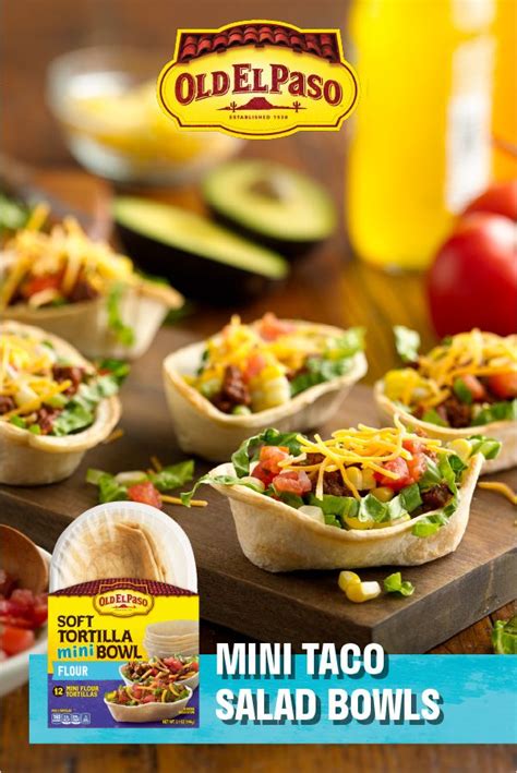 Mini Taco Salad Bowls Recipe from Old El Paso - Old El Paso | Recipe ...