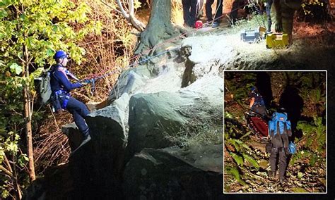 The dramatic moment firefighters abseiled down a cliff in the dark to ...