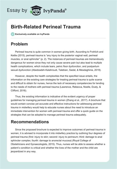 Birth Related Perineal Trauma Words Proposal Example