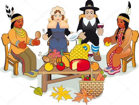 Thanksgiving Pilgrims and Indian Couple Stock Vector Image by ©sharpner #4132920