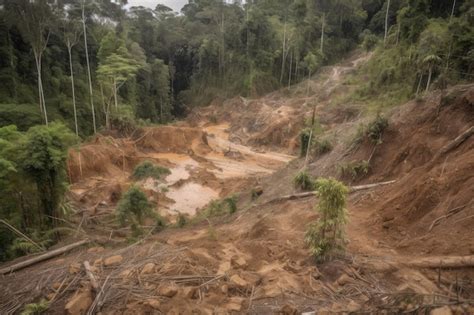 O desmatamento leva à erosão e deslizamentos de terra na floresta