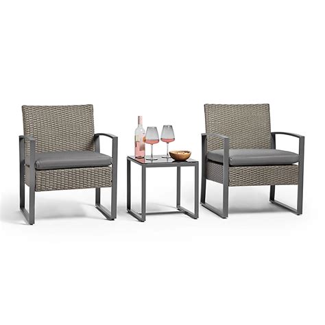 Vonhaus Rattan Effect Bistro Set Grey Outdoor Table And Chairs 2