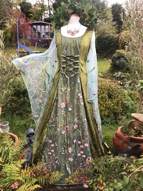 Elven Coronation Dusty Green Gown Meadow Boho Renaissance Etsy