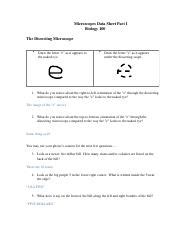 Microscopes Done Pdf Microscopes Data Sheet Part I Biology The