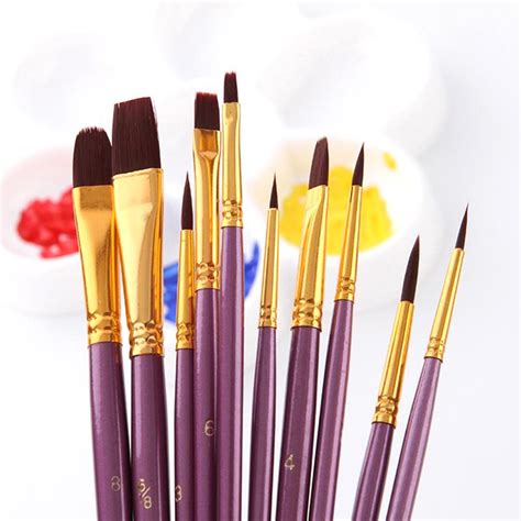 Buy Purple Artist Paint Brush Set Nylon Hair Watercolor Acrylic Oil