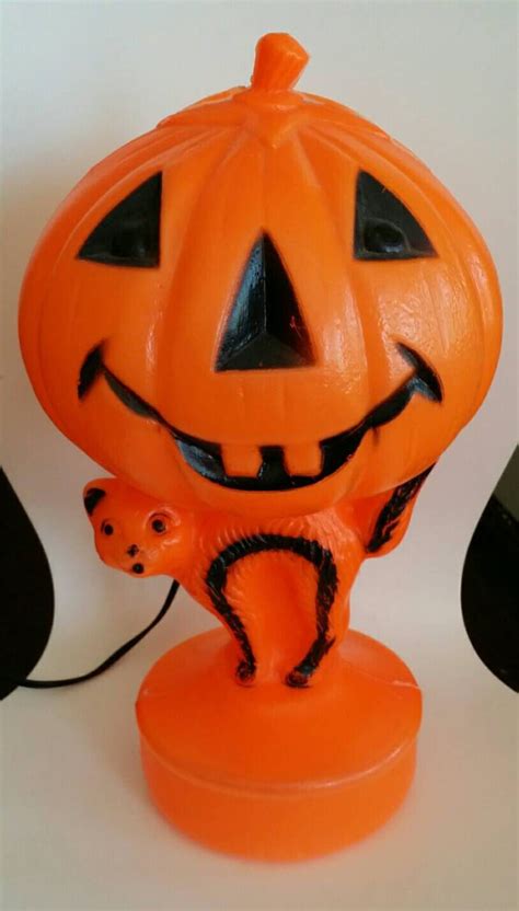 Vintage Halloween Blow Mold Pumpkin And Black Light 1960s Vintage