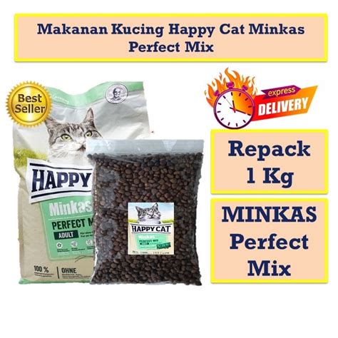 Jual Makanan Kucing Happy Cat Minkas Perfect Mix Dewasa Kemasan 1 Kg