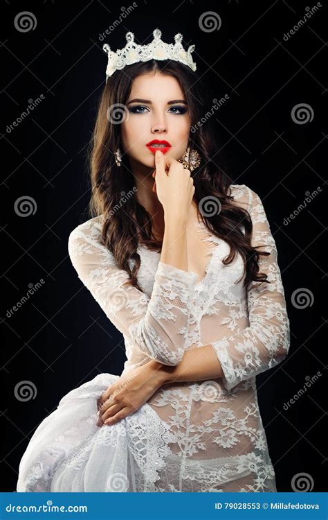 Brunette Woman In White Lingerie Stock Image Image Of Event Glamour