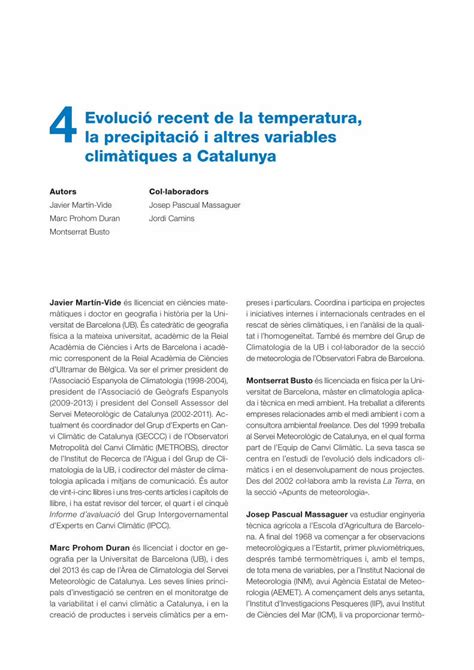 Pdf Evoluci Recent De La Temperatura La Precipitaci I