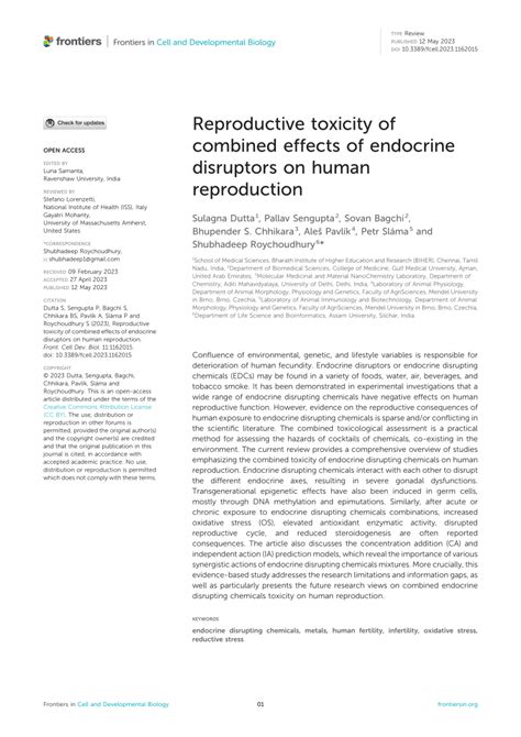 Pdf Reproductive Toxicity Of Combined Effects Of Endocrine Disruptors