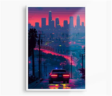 GTA Pixel Art Print Gran Theft Auto Retro Gaming Poster Nostalgia ...