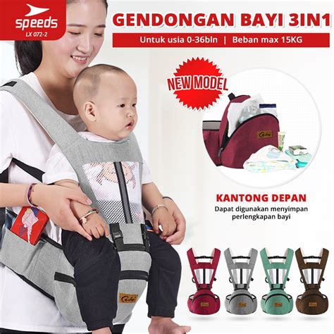 Speeds Gendongan Bayi Hipseat Baby Carrier Ransel Depan Bahan Nyaman