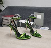 TOM FORD MIRROR LEATHER PADLOCK POINTY NAKED SANDAL ACID GREEN W2272T