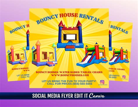 Bounce House Rentals Flyer Template Etsy