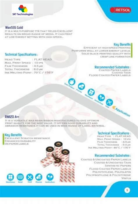 Black Retsol Wax Ribbon Packaging Type Roll Size Mm X Meter