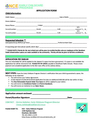 Fillable Online NCE APPLICATION FORM No Date 2 1 Fax Email Print