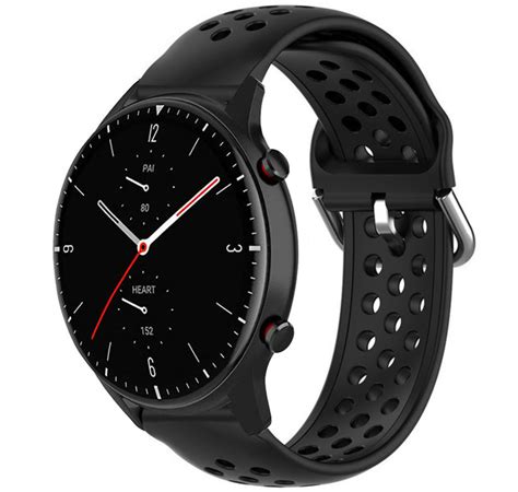 Amazfit Gtr Siliconen Bandje Met Gaatjes Zwart Smartwatchbanden Nl