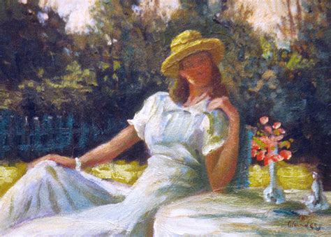 Woman In The Garden Impression Painting By David Olander