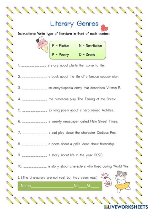 Literary Genres Activity For Live Worksheets Worksheets Library