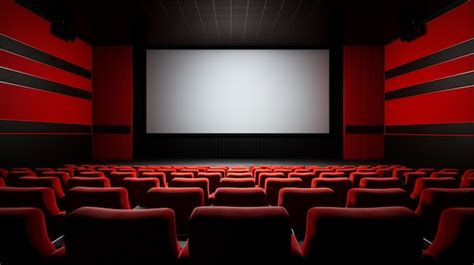 Premium AI Image | movie theater interior with red seats and projector ...