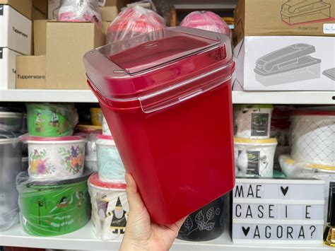 Tupperware Modular Quadrado Plus 4 Litros Vermelho Mãe Casei e Agora