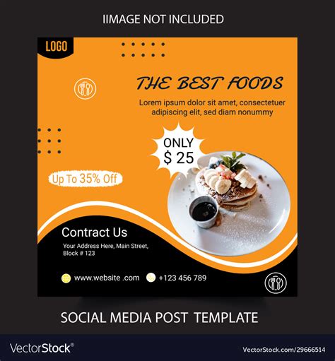 Social Media Post Template Design For Food Vector Image