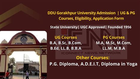 DDU Gorakhpur Admission 2024 Last Date Fee Entrance