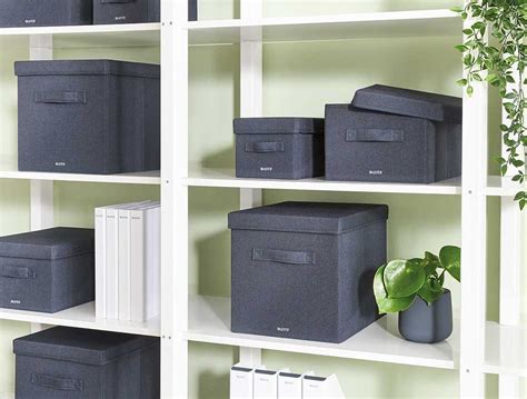 Leitz Fabric Storage Box With Lid Medium Pack Of Leitz