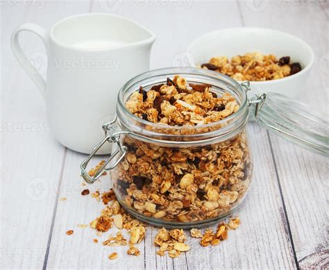 Homemade Granola In Jar Stock Photo At Vecteezy