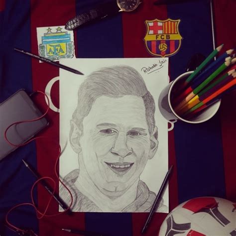 Leonel Messi Pencil Sketch – The Legend, Ballond’or - Desi Painters