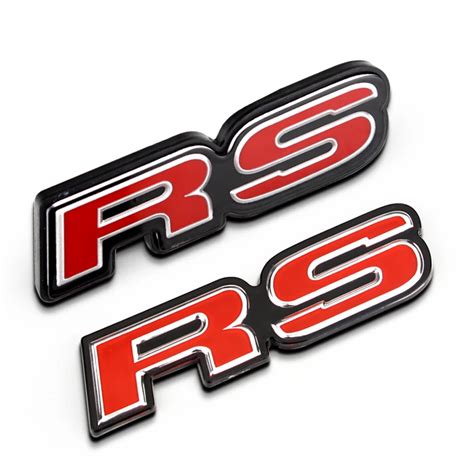 Red RS Racing Sport Aluminium PMMA Original Emblem Badge Refitting