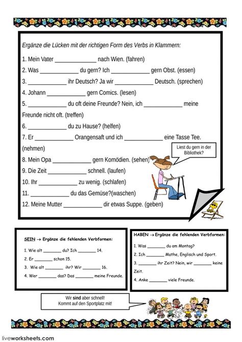 Verbkonjugation Online Worksheet For A1 You Can Do The Exercises