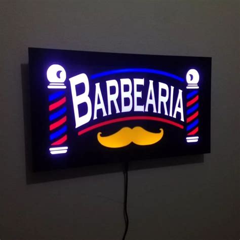 Quadro Luminoso Led Letreiro Barbearia Placa Barbershop Pole R