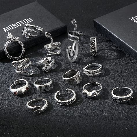 Mua AIDSOTOU Mens Vintage Open Rings Set Frog Snake Skull Cool Punk