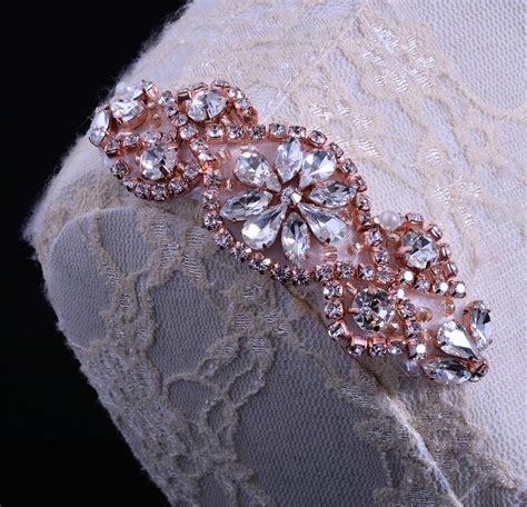 Rose Gold Crystal Rhinestone Applique Diamante Appliques Sash Etsy