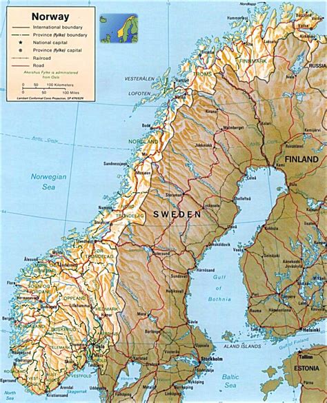 Norway Physical Map Mapsof Net