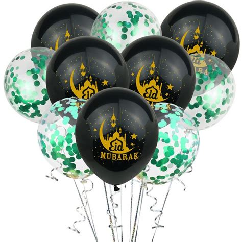 ZLJQ 10pcs Lot EID MUBARAK Balloons Muslim Ramadan Party Decorations