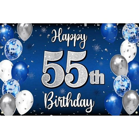 Photography Backdrop For Men Happy 55th Years Old Birthday Balloons Background Home Party