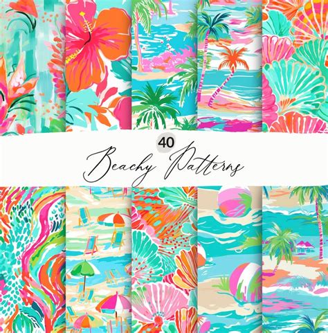 40 Beachy Seamless Patterns Seamless Beach Pattern Png Etsy