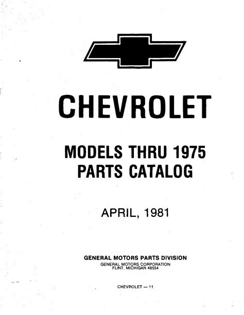 1962 1975 Chevy Parts Catalog Manual