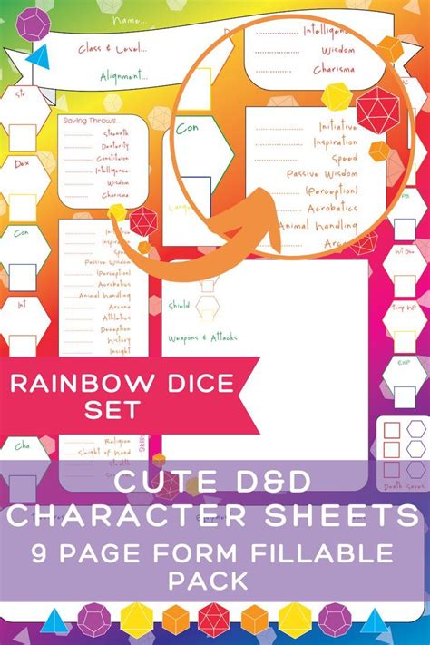 A Bright Page Player Character Pack In The Rainbow Dice Set All