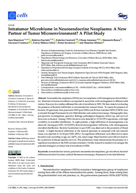 Pdf Intratumor Microbiome In Neuroendocrine Neoplasms A New Partner