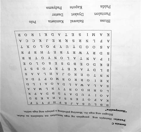 Solved Gawain Cpanuto Hanapin Angpangalan Ng Mga Kasuotan Na Nakalista Sa Ibaba Bilugan Ang