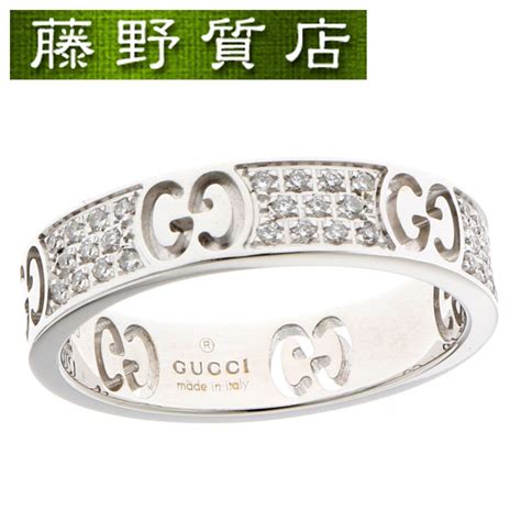 美品 グッチ Gucci Gg アイコン リング スターダスト パヴェダイヤ 12 約115号 K18 Wg × ダイヤモンド