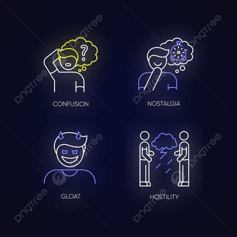 Human Attitude Neon Light Icons Set Icon Symptom Sign Vector Icon