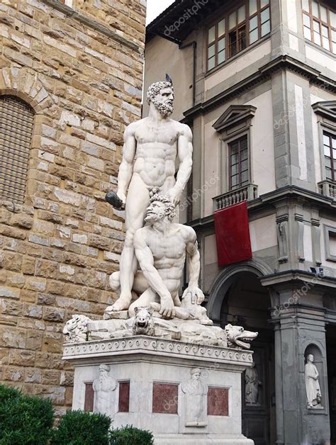 Hercules And Cacus Statue Standing In Front Of The Palazzo Vecchio At