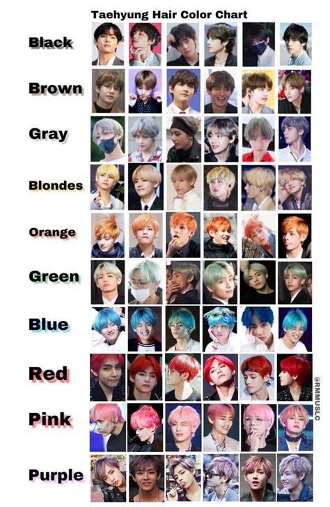 Bts Hair Color Chart